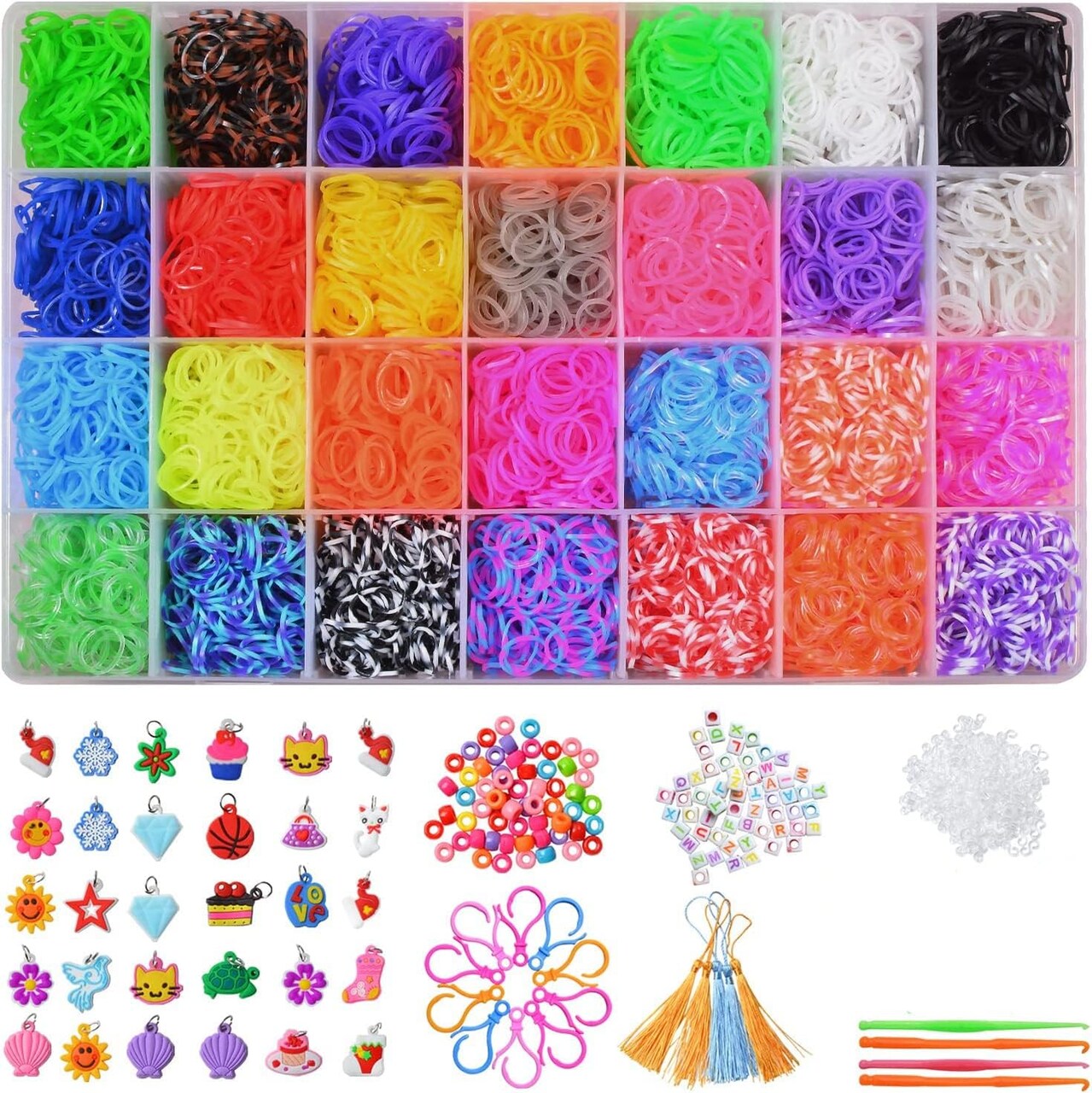 11000+ Rubber Band Bracelet Kit – 28 Colors Loom Bands Set with Loom Board & Tools – Friendship Bracelet Making Kit for Kids